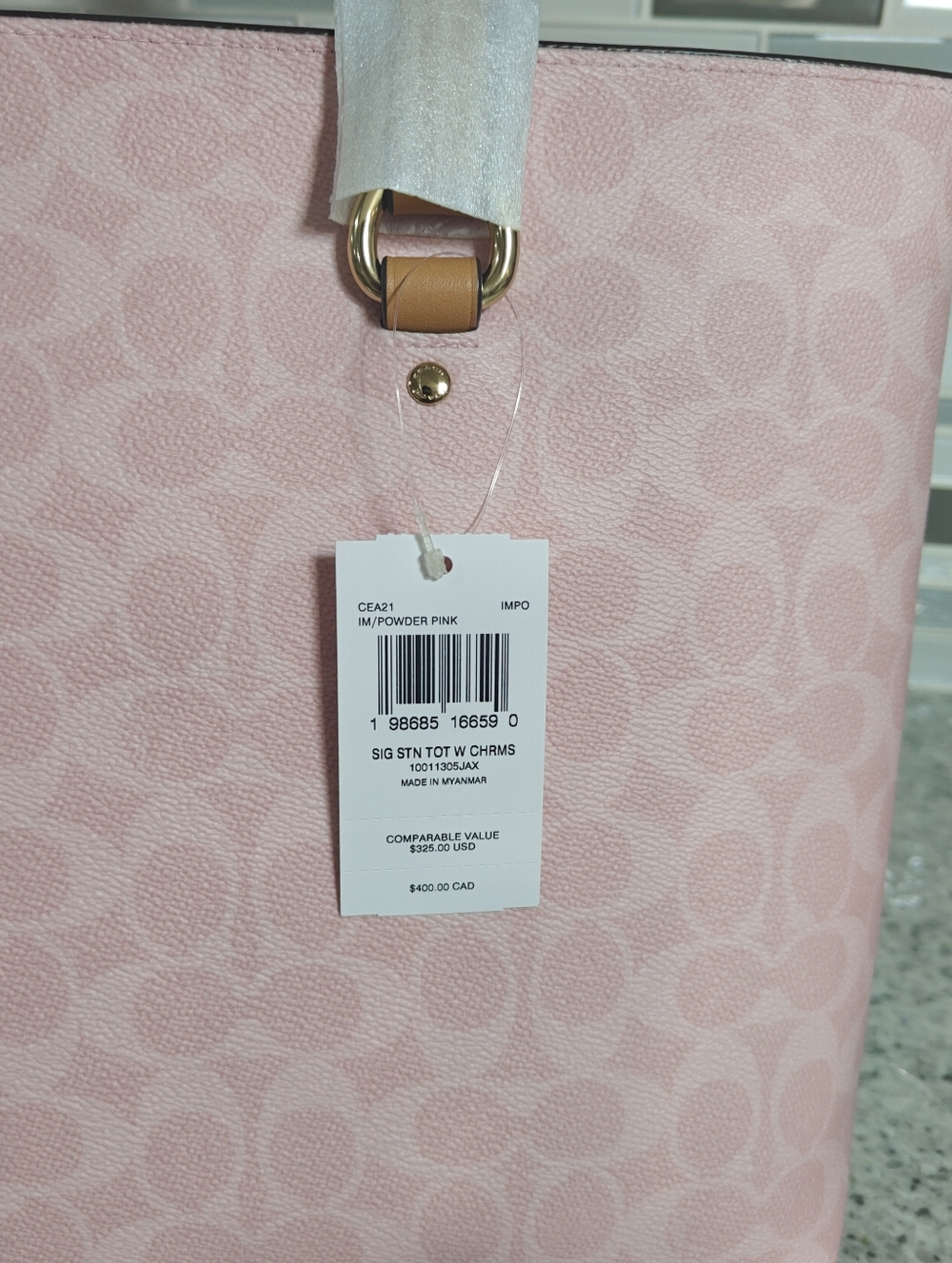 Coach Station Tote Bag In Signature Canvas (Powder pink) - Picture 9 of 16